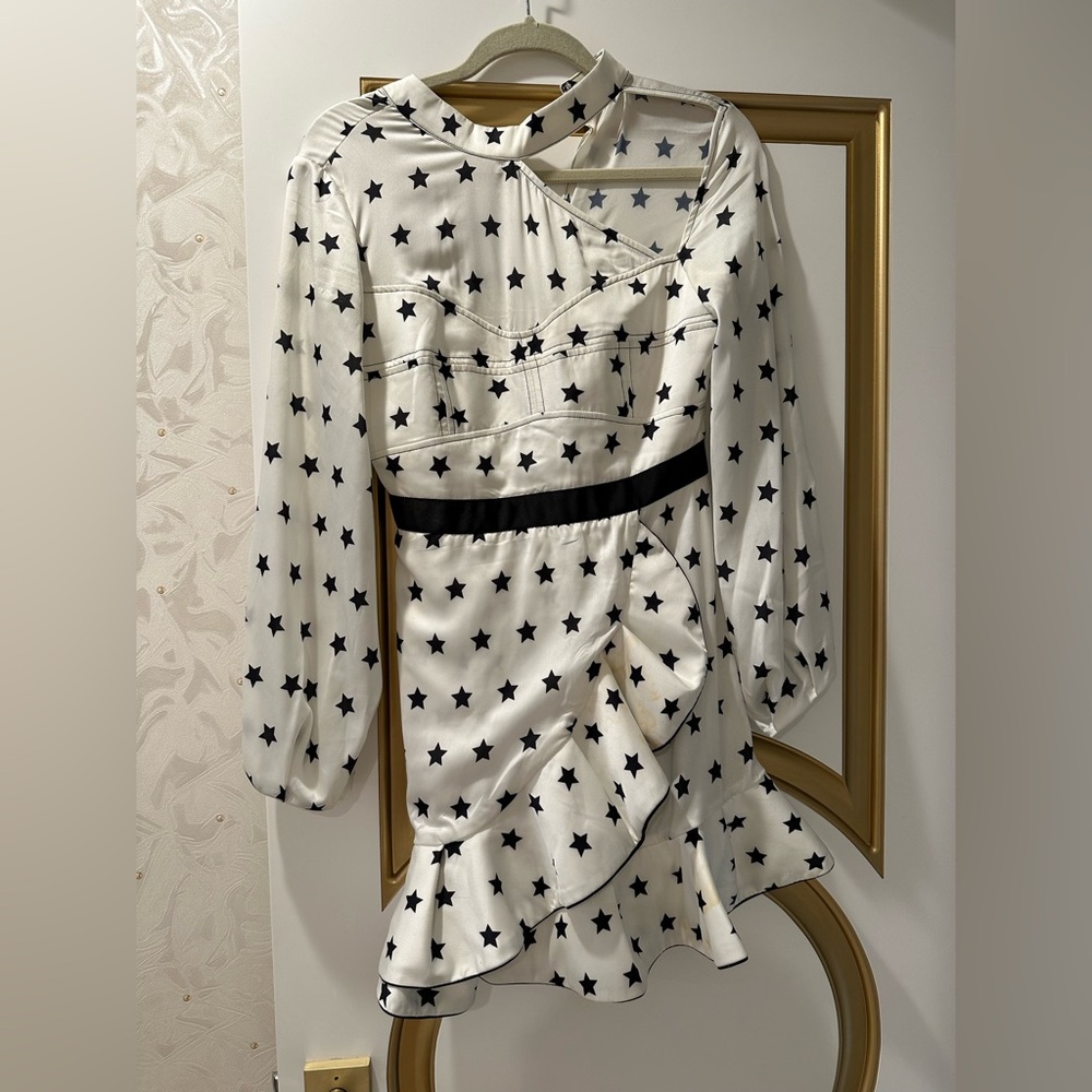 White custom made star dress